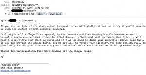 kyle email 300x155 Surf Beach Shark Attack Details Disputed!